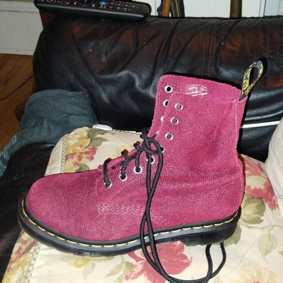 Dr. Martens Shoes - NWOT Doc Martens size 7 in box cherry red glitter ray pascal boots
